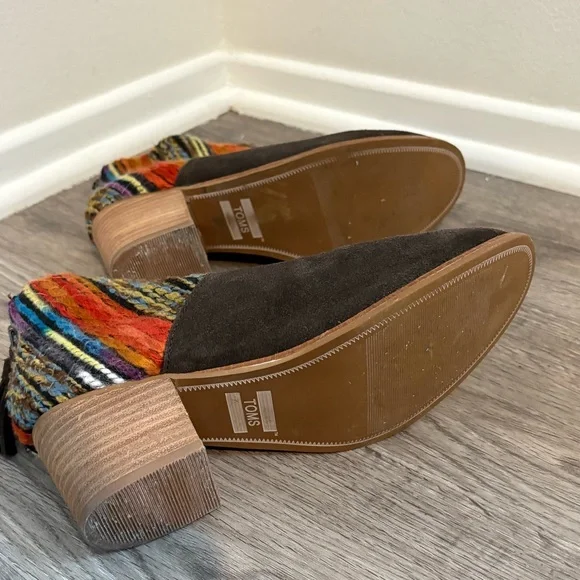 TOMS Leila booties in the Chocolate Suede Multicolored Textile Size 7 - Picture 6 of 8